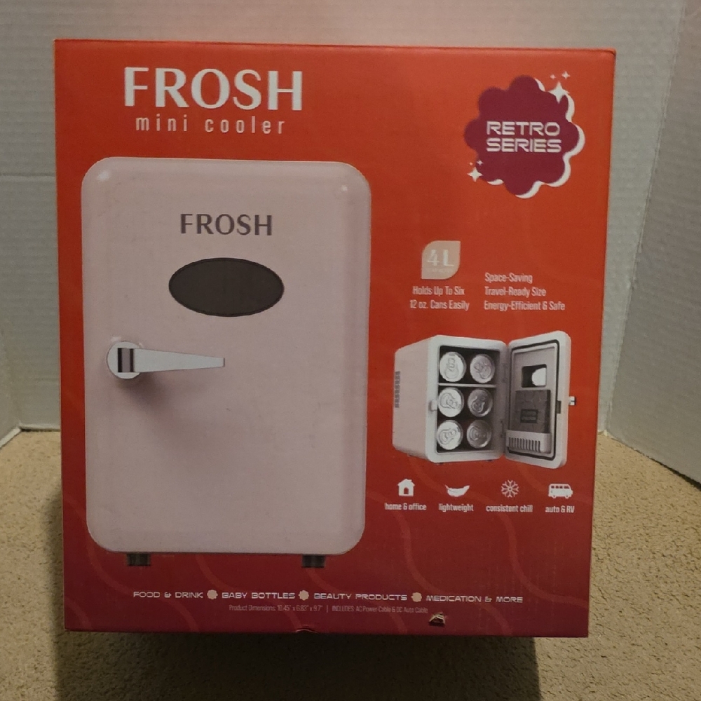 Frosh Brand Mini Cooler. Pink. 4L Capacity.  Use At Home Or In The Car. NIB
